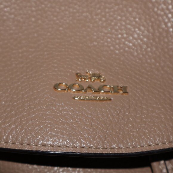 Coach Pebbled Leather Drawstring Backpack Taupe Beige - Picture 15 of 16